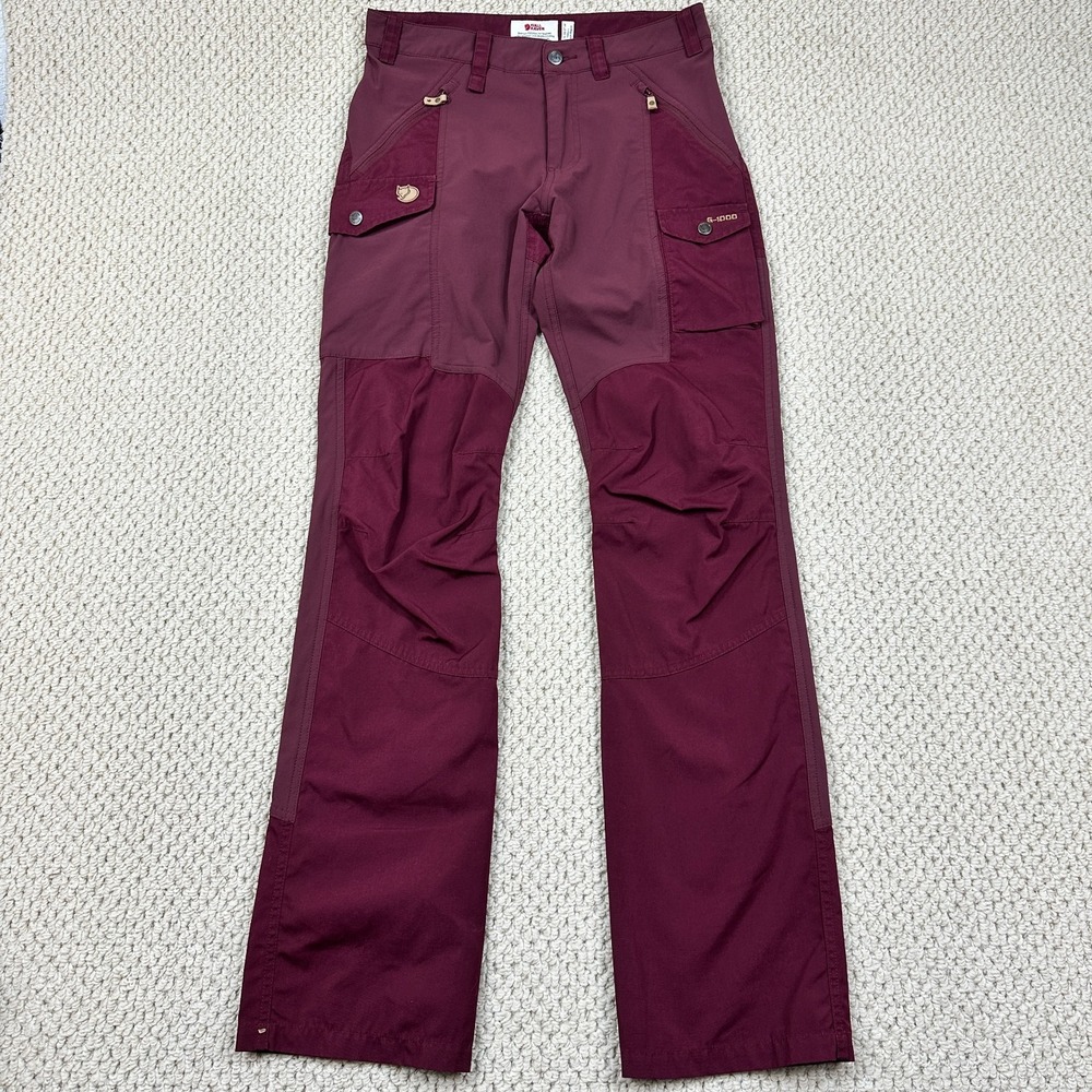 Fjallraven Pants Womens 27-28 Reg Dark Garnet G-1000 Nikka Trouser Cargo Hiking